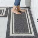 COSY HOMEER Kitchen Rugs Non-Slip 20x30/20x48 Inch Thick Polypropylene Standing Mat for Home Machine Washable, Black Frame