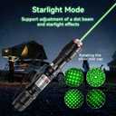 Green Laser Pointer, Rechargeable with Star Cap and Pocket Clip | Single-dot and star patterns, Type-C charging, wrist strap, for Outdoor, Astronomy, Construction, Hiking