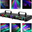 U`King DJ Laser Light, 5 Beam Effect Sound Activated DJ Party Lights RGBYC LED Laser Light Show with DMX Control for Disco Dancing Birthday Bar Stage Lighting