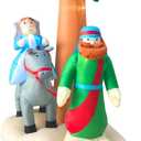 HappyThings! Christmas or Messianic Inflatables Outdoor Decorations for The Yard Blow Up Nativity Sets Journey to Bethlehem w/LED Lights and Blower for The Holidays 7x5.5x4 ft