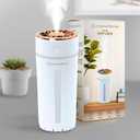 Cordless Rechargeable Portable & Travel Humidifier with LED 360ml Aromatherapy, Quiet, USB Powered, Auto Shut-Off, Cool Mist  Uses Water for Home, Bedroom