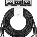 Tuff Pupper Dog Tie Out Cable 50 Feet | Dog Runner Cable for Yard 50 ft | Heavy Duty Lead | Water & Rust Resistant Industrial Strength Steel | 360 Degree No Tangle Swivel Clips (250 lbs Max Weight)