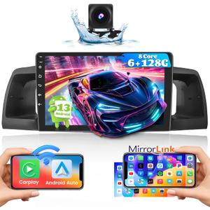 [8-Core 6+128G] Hikity Wireless Carplay for Toyota Corolla Android Radio 2006-2013, 9'' Touch Screen Corolla Stereo, Android Auto, 32EQ DSP, Bluetooth 5.0, GPS Navigation, WiFi, SWC, Backup Cam