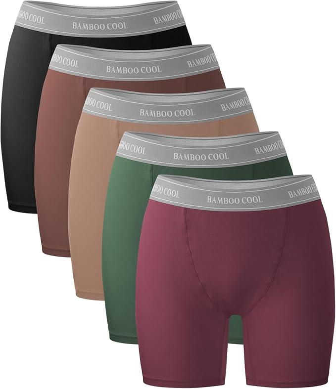 BAMBOO COOL Womens Boxer Briefs Boy Shorts Underwear Soft Stretch Panties for Women, 5-Pack XL