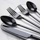 KINGSTONE Black Silverware Set, 40 Piece Flatware Set for 8, 18/10 Stainless steel Cutlery Set for Home Kitchen and Restaurant
