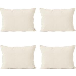 Encasa XO Sublimation Throw Pillow Covers (No Insert)| Natural | 12x20 in 4 Pc Pack with Invisible Zipper | Blank Throw Pillow Cases for DIY Father's Day | Ideal for HTV, Sublimation Printing