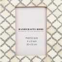 Picture Photo Frame Moorish Damask Moroccan Arts Inspired Handmade Naturals Bone Frames Size 4"x6", White-Grey