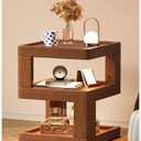 Walnut Side Table,Solid Wood Open Bedside Table, 3 Tier Nightstand Modern (13.7''(Width))
