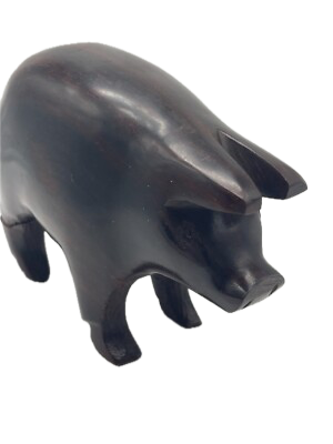 Vintage Ironwood Pig Figurine Hand Carved - 6" Long 