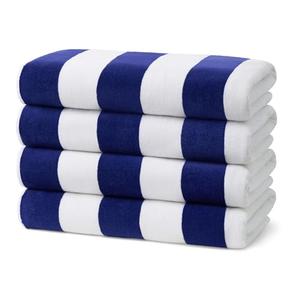 Ben Kaufman Joey Velour Striped Towel - Oversized & Absorbent Striped Beach Towels - Colorful Yarn Dye Stripe Cotton Towel for Swimming & More - Lightweight & Soft Swim Towels (Blue, 4 Pack)