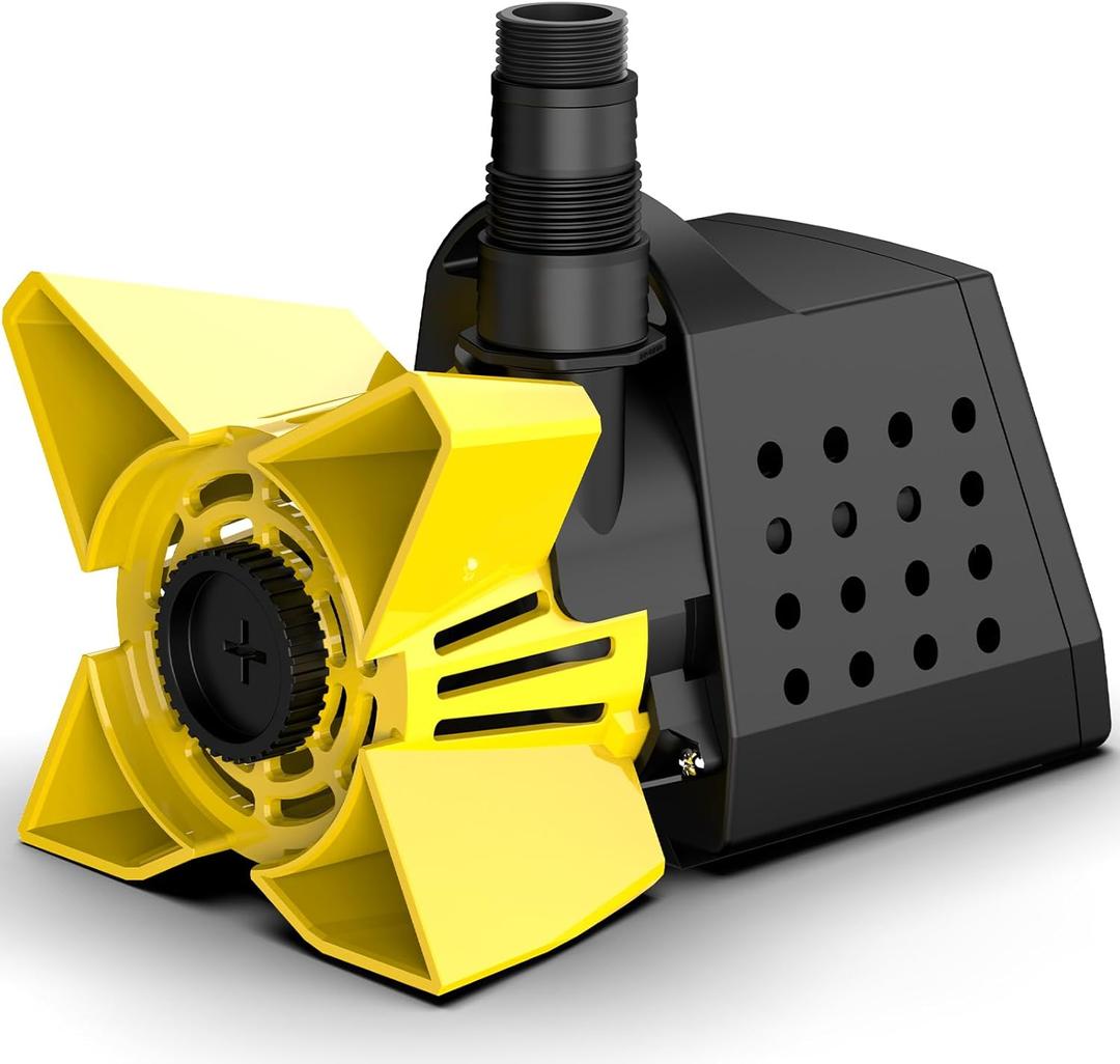 3200GPH Pond Pump, 200W Submersible Water Pump with 33FT Power Cord & Barrier Bag, 2 Hose Adapters, 20FT. Lift Height for Garden Ponds, Fountains, Waterfalls, Water Circulation (Yellow)