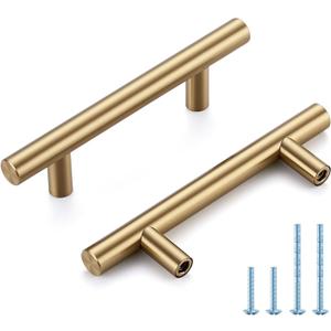 HOME EDIT Champagne Bronze Cabinet Handles 3 Inch Hole Center Stainless Steel Drawer Pulls for Cabinets, Dresser, Bathroom 5 Pack