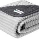 PetAmi Waterproof Dog Blanket, Leakproof Pet Blanket for Small Medium Large Dog, Reversible Furniture Bed Sofa Couch Cover Protector, Soft Striped Pet Throw for Indoor Cat, 24x32 in, Grey Light Gray