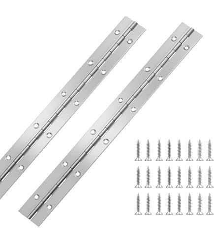 PATIKIL 16x2 Inch Piano Hinge, 2 Pack 304 Stainless Steel Continuous Hinge with Holes for Piano Gate Door Wooden Storage Box Cabinet Boat, Silver Tone