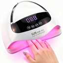 500W UV LED Nail Lamp, 90 LEDs Gel Nail Dryer for Fast Curing with LCD Display, 4 Timer Settings & Auto Sensor, Salon-Grade Nail Light for Home and Nail Salon Use