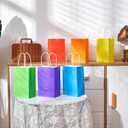 SUNCOLOR 12-Pack Rainbow Small Gift Bags with Handles – 8" Recyclable Goodie Bags for Party Favors, Birthdays & Celebrations