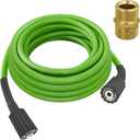 Pressure Washer Hose for Power Washer, Replacement Ryobi Power Wash Hose and Greenworks 5200402 Power Wash HoseM22 Female & 3/8" Quick Connect Adapters (Pressure Washer Hose 50FT)