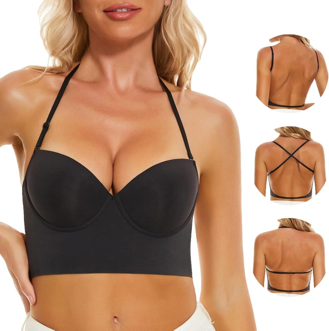 Low Back Bras for Women(Black, 38C)
