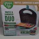 GreenLife Electric Waffle Sandwich Maker, Toaster, Panini Press with Healthy Ceramic Nonstick Plates, Perfect for Tuna Melts, Crispy Rice, Grilled Cheese, LED Indicator Light, PFAS-Free, Turquoise