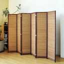6 Panel Bamboo Room Divider Screen,5.6 FT Tall Bamboo Divider Folding Panel Screen,Freestanding Panel Divider for Room Seperation,Brown