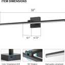 LED Bathroom Vanity Light, Modern Bathroom Light Fixture Over Mirror (3000K/4000K/6000K, Dimmable), Vanity Light Bar with Angle Adjustable, 32 Inch, Black