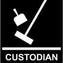 ComplianceSigns.com Custodian Closet Sign, ADA-Compliant Braille and Raised Letters, 9x6 in. White on Black Acrylic with Adhesive Mounting Strips