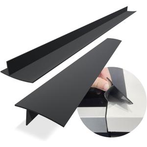 Silicone Stove Counter Gap Cover / Filler by Kindga 25" Long, Sealing Spills Between Kitchen Appliances Washing Machine and Stovetop, Set of 2 (Black)