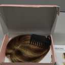 REECHO 10" Real Human Hair Topper for Women with Thinning Hair, Clip-in Crown Hairpiece for Instant Volume and Gray Root Coverage Real Hair Toppers Wiglett, Medium Brown Mix Honey Blonde (Swiss Base)