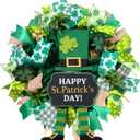 22 Inch St Patrick's Day Wreath for Front Door Green Mesh Wreath with Shamrock Leprechaun, Irish St Patricks Day for Indoor Outdoor Decorations Wall Home Decor(Leprechaun)