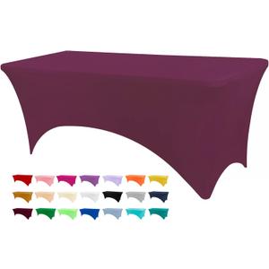 Table Covers for 6 Foot Tables, Burgundy Washable and Wrinkle Resistant Stretch Tablecloths Rectangle 6ft for Events, Wedding, Banquets, Parties (72" x 30" (Rectangular))