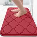 OLANLY Memory Foam Bath Mat Rug 24x16, Ultra Soft and Absorbent Bathroom Rugs, Non-Slip, Comfortable, Machine Washable Bath Carpet for Bathroom Floor, Tub, Shower and Home Decor Accessories, Red