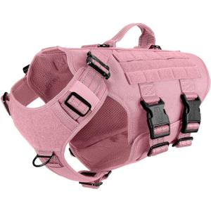 ICEFANG GN3 Tactical Dog Harness for Large Dogs, 6X Quick-Release Buckles,Dog Molle Vest with Handle,3/4 Body, Hook and Loop Panel for ID Patch,No Pulling Front Clip (L (Chest :28"-35"), Pink) (Large (Pack of 1))