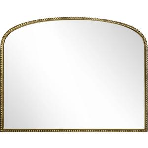 36"X28" Arched Mirror,Metal Beaded Frame Mirror for Wall,Ornate High-Definition Mirrors,Fit for Fireplace, Living Room,Hallway,Bathroom,Antique Gold