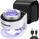 VIVOSUN 30X Rechargeable Loupe, Portable Mini Magnifier, Desktop Magnifying Glass with 3 LED & 3 UV Lights, for Jewelry, Gems, Watches, Coins, Stamps, White