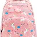 FlowFly Kids Backpack for Toddler Boys Girls, Simple Lightweight Bookbag for Daycare Kindergarten Elementary School Travel, Small Modern Bag (Large, Unicorn)