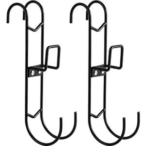 2Pcs Pool Fence Hooks, Heavy Duty Pool Pole Hangers with Detachable Poolside Double Hook Design for Home Garden Leaf Skimmer Net Holder Swimming Pool Accessories Storage