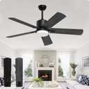 Ceiling Fans with Lights Black Outdoor Ceiling Fan 52 Inch Ceiling Fan and Remote Control 3 Colors LED Light 6 Speeds Wind Adjustable DC Motor Reversible for for Bedroom Living Room Patio (Walnut+Black)
