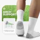 FALARY Men's Bamboo Viscose Crew Socks, Lightweight & Breathable,Moisture Wicking Comfort Fit with Arch Support, 6 Pack (White)