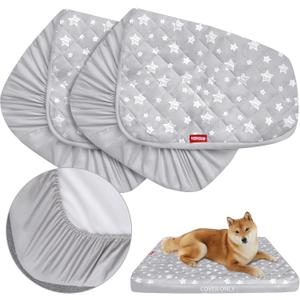 Moonsea Dog Bed Covers Replacement Washable 2 Pack, Waterproof Dog Bed Covers Dog Pillow Cover Quilted, Pet Bed Cover Lovely Grey Star Print, Puppy Bed Cover 27x36 Inches, for Dog/Cat, Cover Only