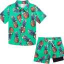 UNICOMIDEA Boys 4th of July Outfits Kids Patriotic Independence Day Tropical Short Sets (9-10 Years)