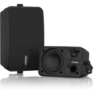 Inwa Outdoor Bluetooth Speakers, 400W Active Passive Wall Mount Speaker, Waterproof Wireless Indoor/Outdoor Stereo Sound Set W/Aux in, Sound System for Patio/Porch/Gazebo/Garage (Pair, Dark Black)