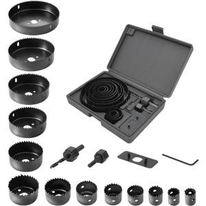Luckyway 17-Piece Hole Saw Kit, Hole Saw Set, 3/4" to 5" Hole Saw with Hole Saw Mandrel for Wood,Plastic,PVC and Drywall