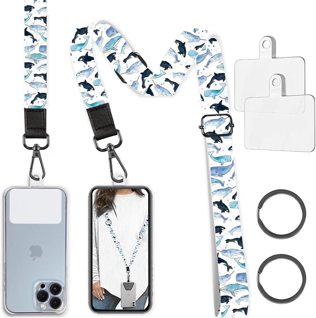 3 x Phone Lanyard Crossbody Phone Strap, Tropical Cell Phone Lanyard for Around The Neck Shoulder Wristlet Strap (Dolphins)