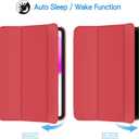 JETech Case for iPad (A16) 11th Generation 11 Inch 2025 / iPad 10th Generation 10.9 Inch 2022, Slim Smart Cover with Hard PC Translucent Back, Supports Touch ID, Auto Wake/Sleep (Red)