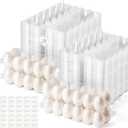 120 Pack Duck Egg Cartons Jumbo Egg Cartons Cheap Bulk with Sticker Labels Clear Empty Plastic Egg Containers Extra Large for Home Ranch Farm Commercial Market Display, 26 Grids