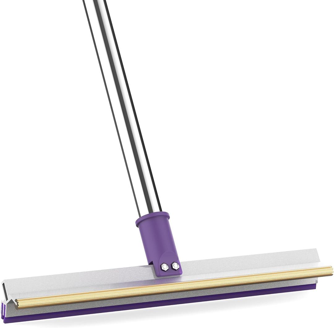 Large Pet Hair Removal Broom, DELOMO Dual Pet Hair Rake - 52" Handle & Extendable Design, Adjustable Long Handle Sticky Mop for Low Pile Rugs Stairs, Carpet Brush Scraper Dog Cat Hair Remover Broom