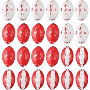 24 Pcs Heart Health Awareness Stress Ball Set, Red Ribbon 3.4 Inches Football Stress Relief Toys Heart Health Disease Cancer Awareness for Family Charity Fundraiser Activity Gifts