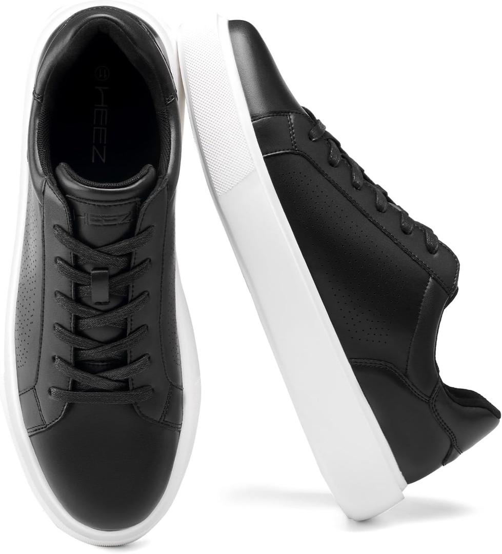 HEEZ Men's Dress Sneakers, Split Leather Business Casual Shoes for Men Lightweight, Breathable Comfortable Casual Dress Shoes for Office Travel Daily