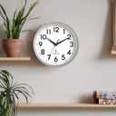 DAXSMY Atomic Wall Clock Analog 14 Inch Battery Operated Modern Decorative for Living Room Kitchen Office Bedroom Bathroom(Silver)