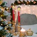 DRomance Christmas Flameless Taper Candles Battery Operated with Remote and Timer Real Wax LED Flickering Taper Candles 3D Wick Hand-Colored Painted Deer Holiday Indoor Decor(2 Pack, 0.79 x 11.4)